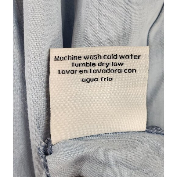 Sneak Peak Dress Womens Small Light Blue Chambray Off the Shoulder Casual Mini - Picture 11 of 11